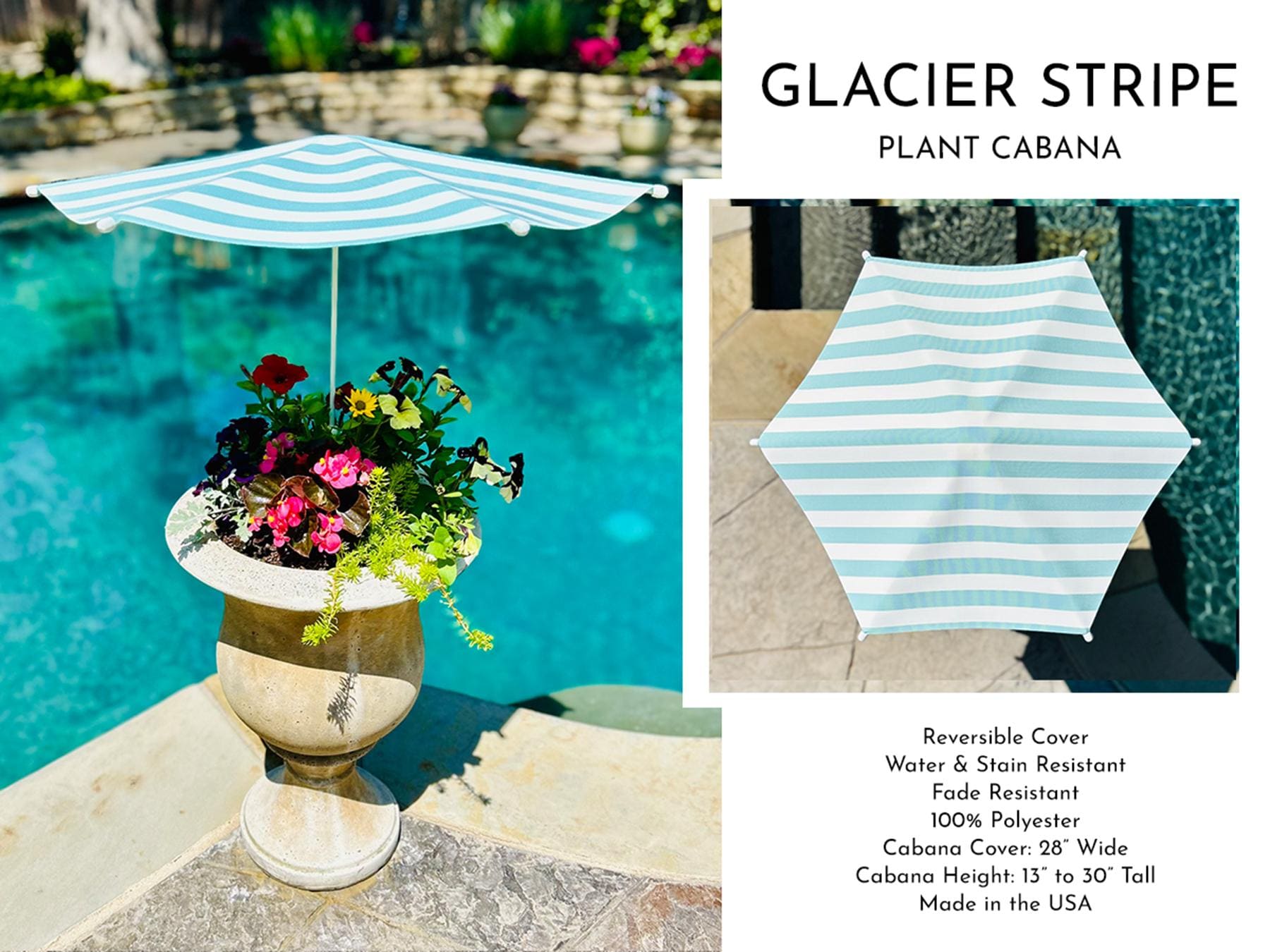 Plant Cabana™ – All the Sun. None of the Heat. Beautiful Protection for Potted Plants. 28” Wide x 30” Tall. Simple Assembly Required.