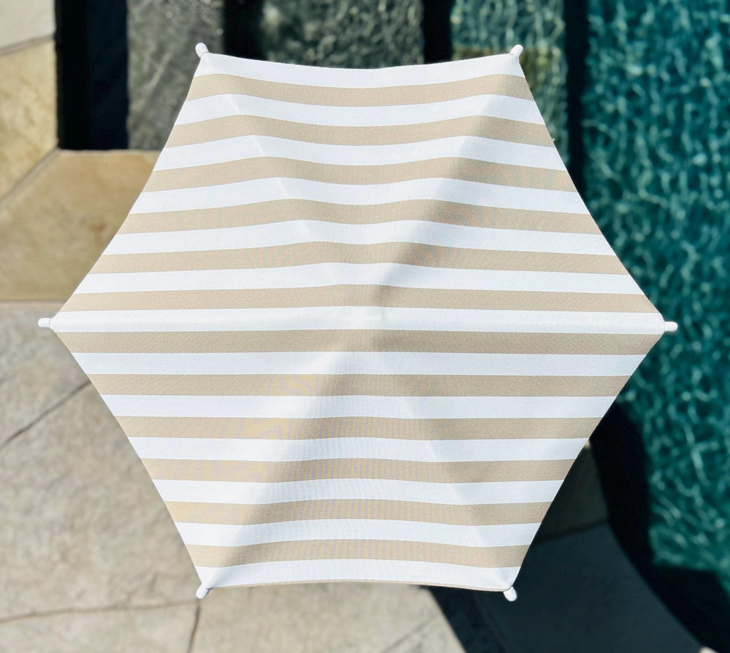 Beige Stripe Plant Cabana I Plant Shade Umbrella | Shade for Plants & Gardens | Adjustable Shade 28" Wide, 13"–30" Tall | Assembly Required