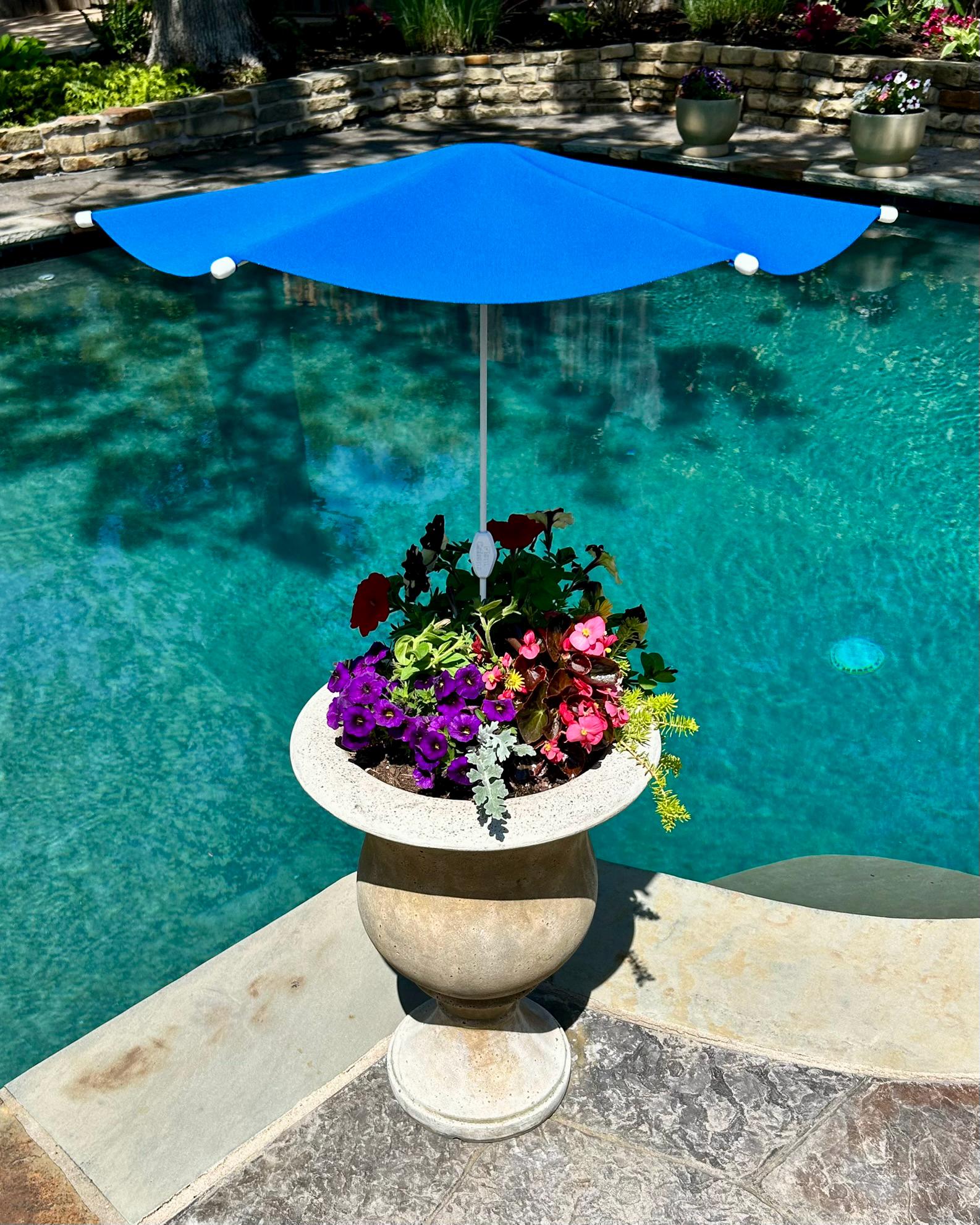 Pacific Blue Plant Cabana I Plant Shade Umbrella | Shade for Plants & Gardens | Adjustable Shade 28" Wide, 13"–30" Tall | Assembly Required
